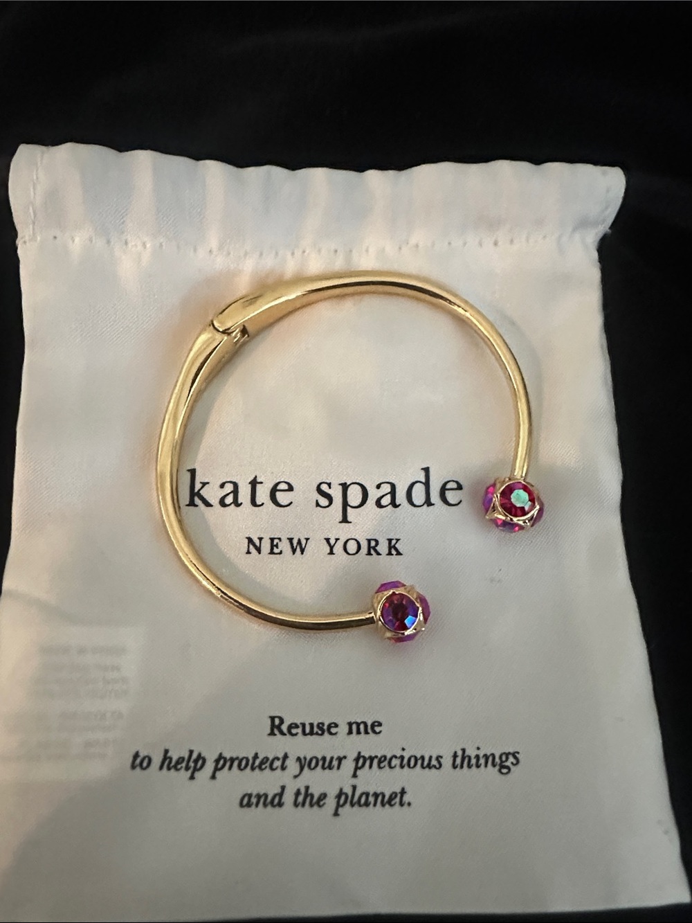 Kate Spade Lady Marmelade Pink Purple Crystal Open Cuff Bracelet - Picture 9 of 9